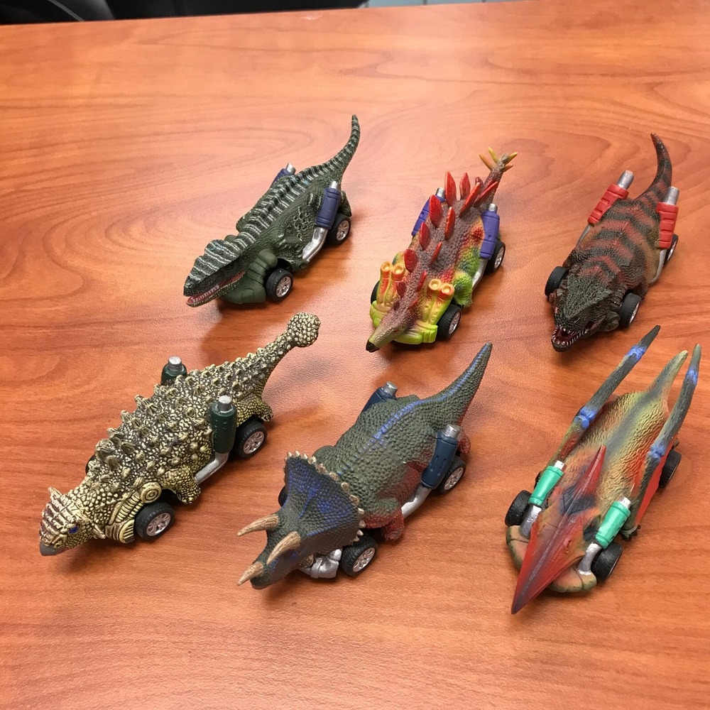 6 Dinosaur DinoBros Toy Pull Back Toy Dino Cars